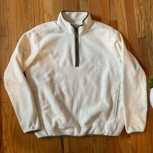 Uniqlo Fleece 1/4 Quarter Zip Pullover Sweatshirt Mens Large Ivory Long Sleeve
